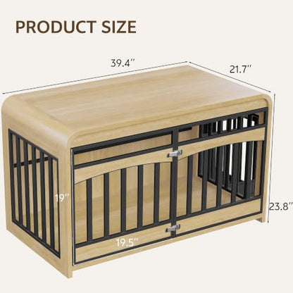 39.4" Dog Crate Furniture, Wooden Dog Cage for Small & Medium Dog, view 3