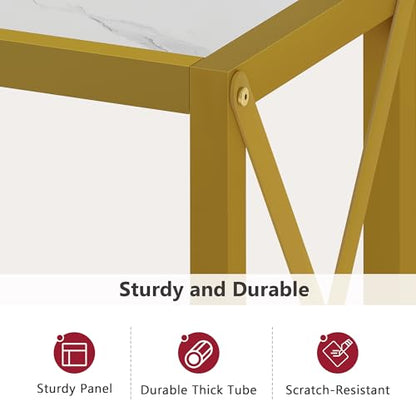 Entryway Table 41.8”, 2-Tier Entry Way Console Entrance Table, Narrow Sofa Table with Shelves, Ideal for Hallway, Entryway, Living Room, Foyer, Corridor, and Office (Gold & White)