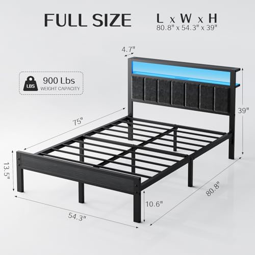 Modern Bed Frame with Lights and Charging Station, view 3