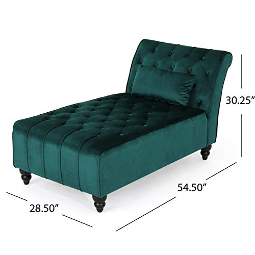 Christopher Knight Home Rafaela Modern Glam Tufted Velvet Chaise Lounge, view 4