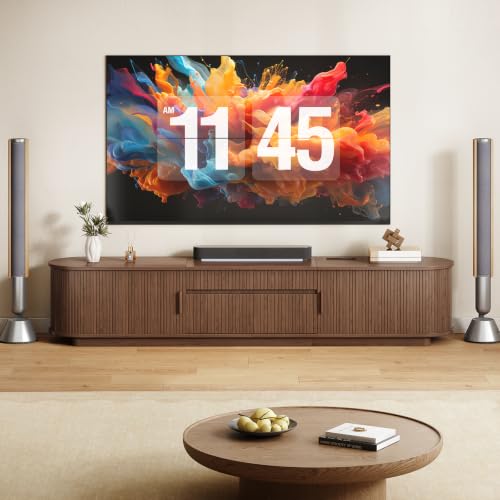 86.6" Projector TV Stand with Outlets for Screen up to 120", Walnut, view 5