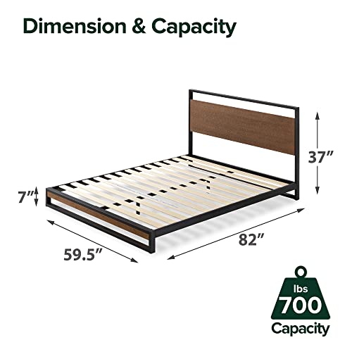 ZINUS Suzanne 37 Inch Metal and Wood Platform Bed Frame / Solid Wood & Steel, view 4
