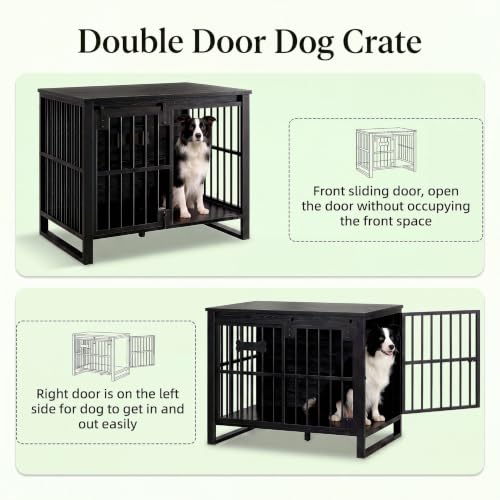 39.4" L Dog Crate Furniture with Sliding Door, Wooden Dog Kennel, view 4