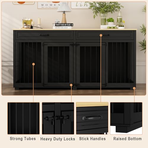 64.6" Long Wooden Furniture Style Dog Crate with Drawers & Divider, view 7