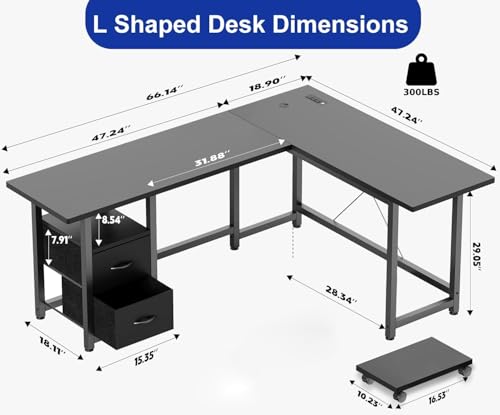 66'' Gaming Desk with USB Ports Reversible L Shaped Computer Desk, view 3