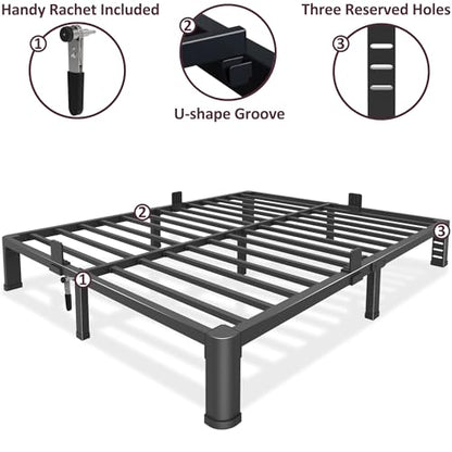 Low Profile Black Metal Bed Frame with Round Legs, view 5