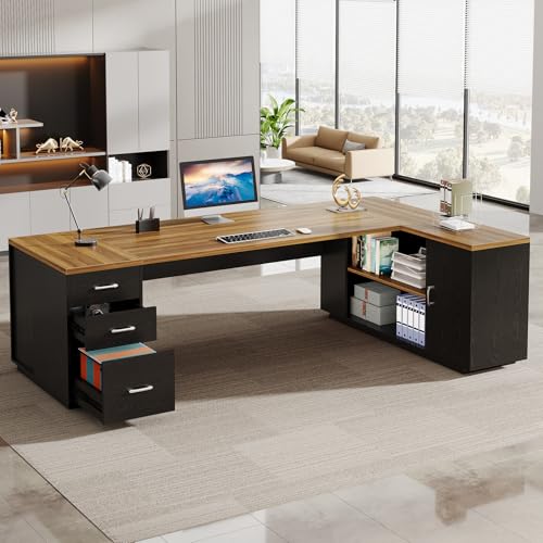 Tribesigns 85.8-Inch L-Shaped Executive Desk, Extra Large Home Office Desk, view 4