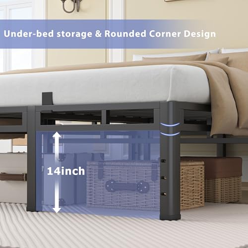 King Size Metal Platform Bed Frame, 18 Inch Dual-Layer Heavy Duty Base, view 7