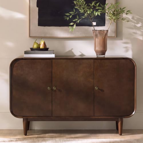 48" Buffet Cabinet with Storage, 3 Doors Sideboard, Auburn, view 2