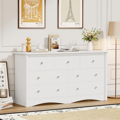 Dresser for Bedroom, 7 Drawer Dresser, White, view 7