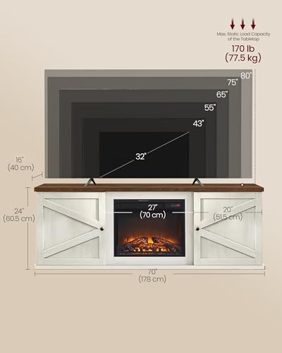 Fireplace TV Stand, Farmhouse Entertainment Center for 80'' TV, view 3