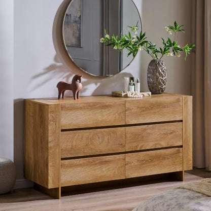60" Modern 6 Drawer Dresser for Bedroom, 20" Depth for More Storage, view 2