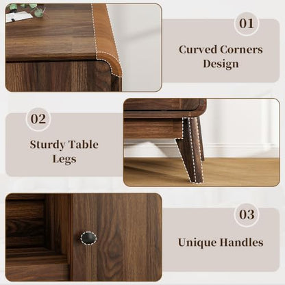 70" Mid Century TV Stand for Living Room Entrainment Center, Walnut, view 4