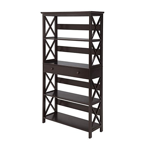 Oxford 5 Tier Bookcase with Drawer, Espresso