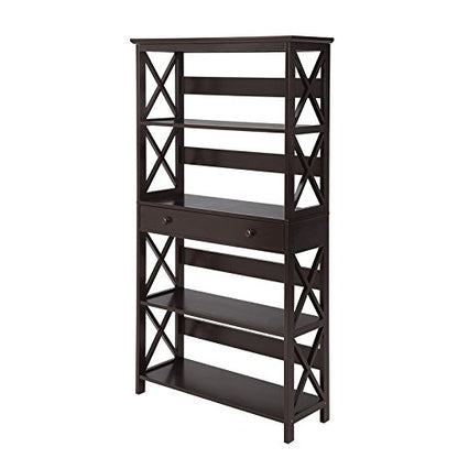 Oxford 5 Tier Bookcase with Drawer, Espresso