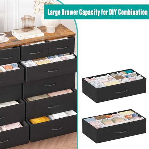 Dresser for Bedroom with 12 Drawers, Tall Fabric Drawer Dressers, view 5