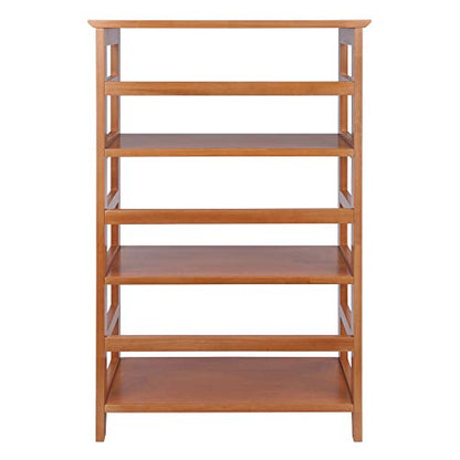 Studio 3-Tier Bookshelf, 42" in Honey Pine, Classic Display Bookcase, Functional & Stylish Shelving Unit for Convenient Home Storage in Living Room, Bedroom, Office, Dorm