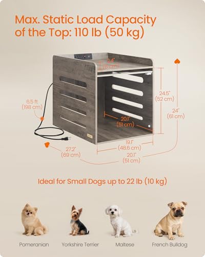 Dog Crate Furniture, Flip-Up Hidden Acrylic Door, Charging Station, view 7