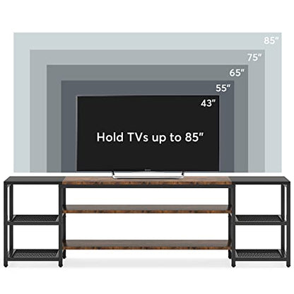 Tribesigns 78 Inch TV Stand for TVs up to 85 Inch, Media Entertainment Center Console Table, Industrial 3-Tier TV Console Table with Storage Shelves for Living Room, Entertainment Room