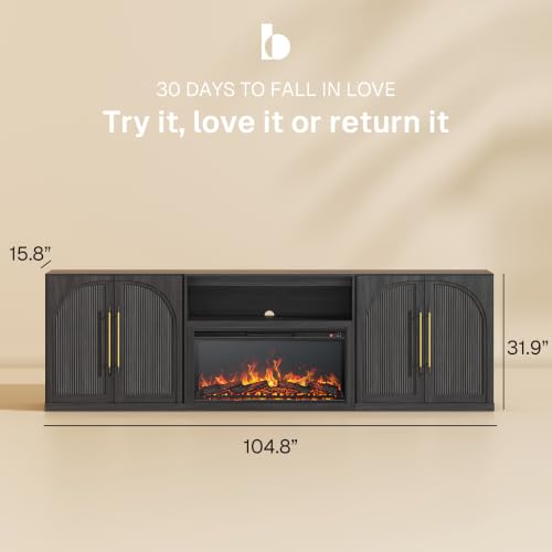 Jagger 105" TV Stand with 36" Electric Fireplace - Ebony, view 3