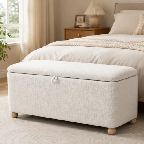 39.3” Velvet Storage Ottoman Bench with Hinged Lid & Handle, view 4