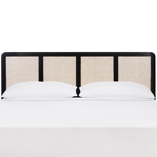 SAFAVIEH Furniture, Daishi King Headboard, Black, Rattan & Solid Wood, view 2