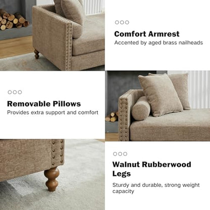 75.2" W Retro Oversized Chaise Lounge Chair Indoor with Left & Right Armrest, view 6