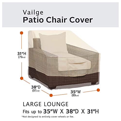 Patio Chair Covers, Lounge Deep Seat Cover, Heavy Duty and Waterproof Outdoor Lawn Patio Furniture Covers (2 Pack - Large, Beige & Brown)
