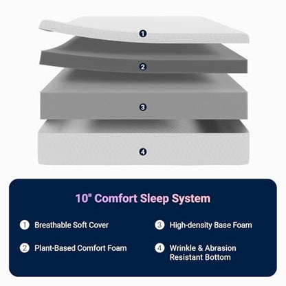 Twin Mattress 10 Inch, Memory Foam Twin Size Mattress in a Box for Comfort Sleep & Pressure Relief, CertiPUR-US Certified Mattresses Medium Firm