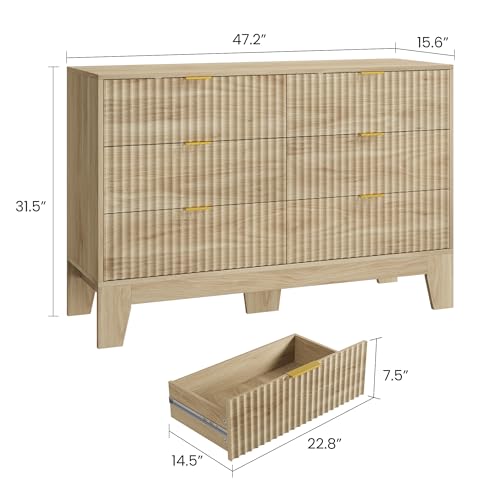 6 Drawer Dresser for Bedroom, Fluted Dresser for Bedroom, view 3