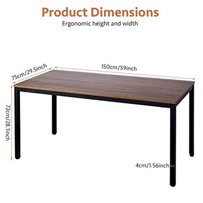 Writing Computer Office Desk 59 Inch（60"x 30"） Home Office Wooden Writing Study Desk Table, Large Solid Wood Desk, Modern Simple Sturdy Laptop Study Table, Walnut - Solid Tabletop Made of MDF