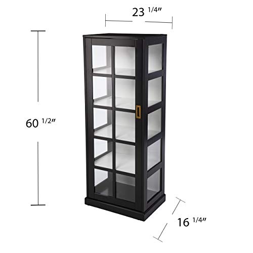 24 inches Long Burland Tall Curio Cabinet, Game Room with Open Concept Living Space Transitional Style, Black