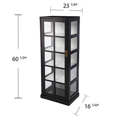 24 inches Long Burland Tall Curio Cabinet, Game Room with Open Concept Living Space Transitional Style, Black