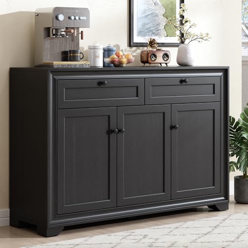48 Inches Sideboard Buffet Cabinet with Storage, Black, view 2