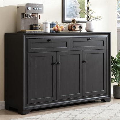 48 Inches Sideboard Buffet Cabinet with Storage, Black, view 2