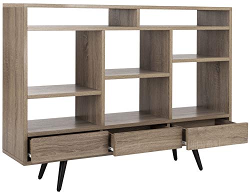 Safavieh Home Collection Marina Retro Mid Century Wood Etagere, Oak and Black