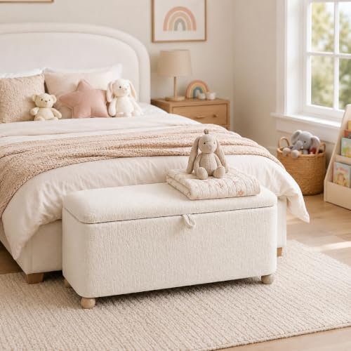 39.3” Velvet Storage Ottoman Bench with Hinged Lid & Handle, view 2