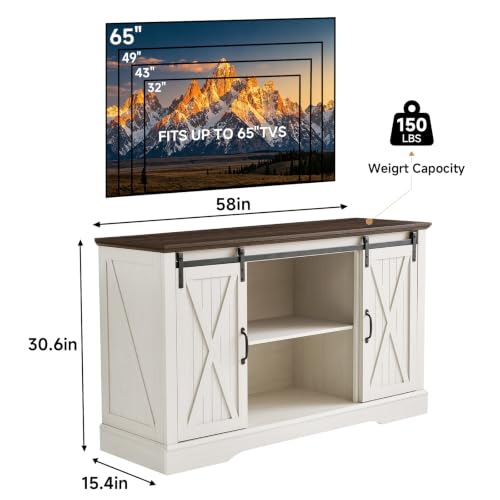 58 Inch Farmhouse Entertainment Center, view 3
