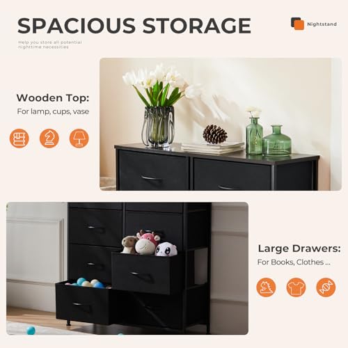 8 Drawer Black Dresser for Bedroom Tall, Organizer Storage, view 5