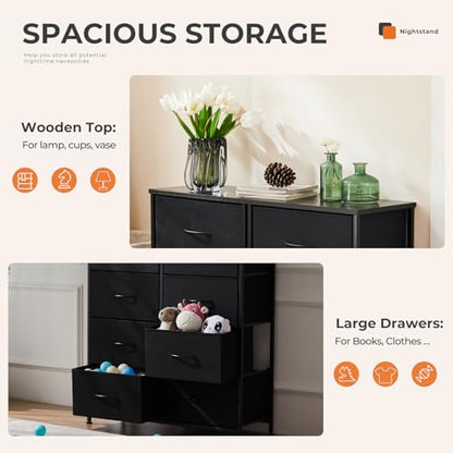 8 Drawer Black Dresser for Bedroom Tall, Organizer Storage, view 5