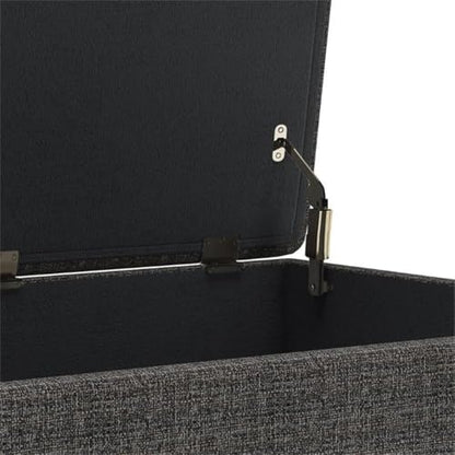 34 in Upholstered Coffee Table Ottoman, Ebony Finish, Solid Wood Frame with Storage Compartment, Mid Century Design, Multi-Functional Accent Furniture for Living Room or Family Room
