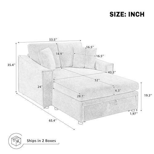 53.5 Inch Chaise Lounge Chair Indoor, view 3