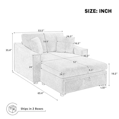 53.5 Inch Chaise Lounge Chair Indoor, view 3