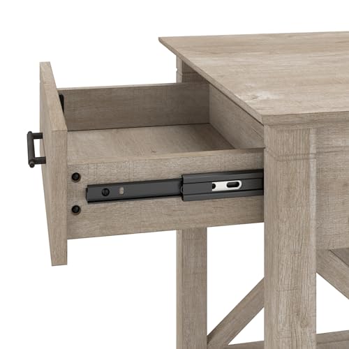 End Table with Drawer, Nightstand with Storage, Living Room and Bedroom Furniture, Key West Collection, Washed Gray