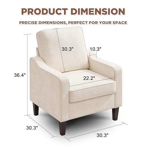 Mid-Century Accent Chair, Beige Armchair Living Room Chairs, view 3