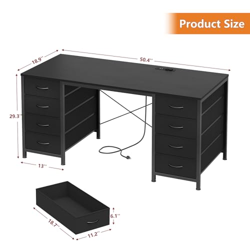 50 Inch Computer Desk with 8 Drawers for Home Office, Bedroom, Living Room, view 3