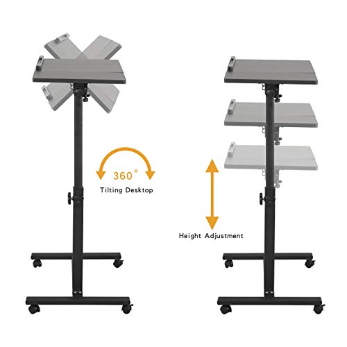 Overbed Bedside Desk Mobile Rolling Laptop Stand Tilting Overbed Table, view 7
