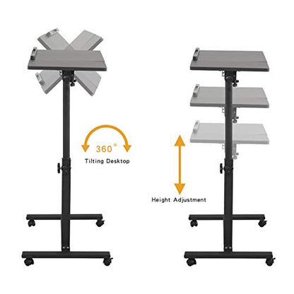 Overbed Bedside Desk Mobile Rolling Laptop Stand Tilting Overbed Table, view 7