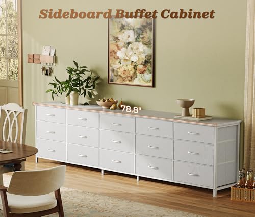 78.7 inch Long Dresser for Bedroom, 15 Drawer Fabric Dresser for Closet, view 3