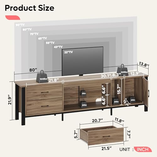 TV Stand for 75/80/85 inch TV, LED Gaming Entertainment Center, view 3